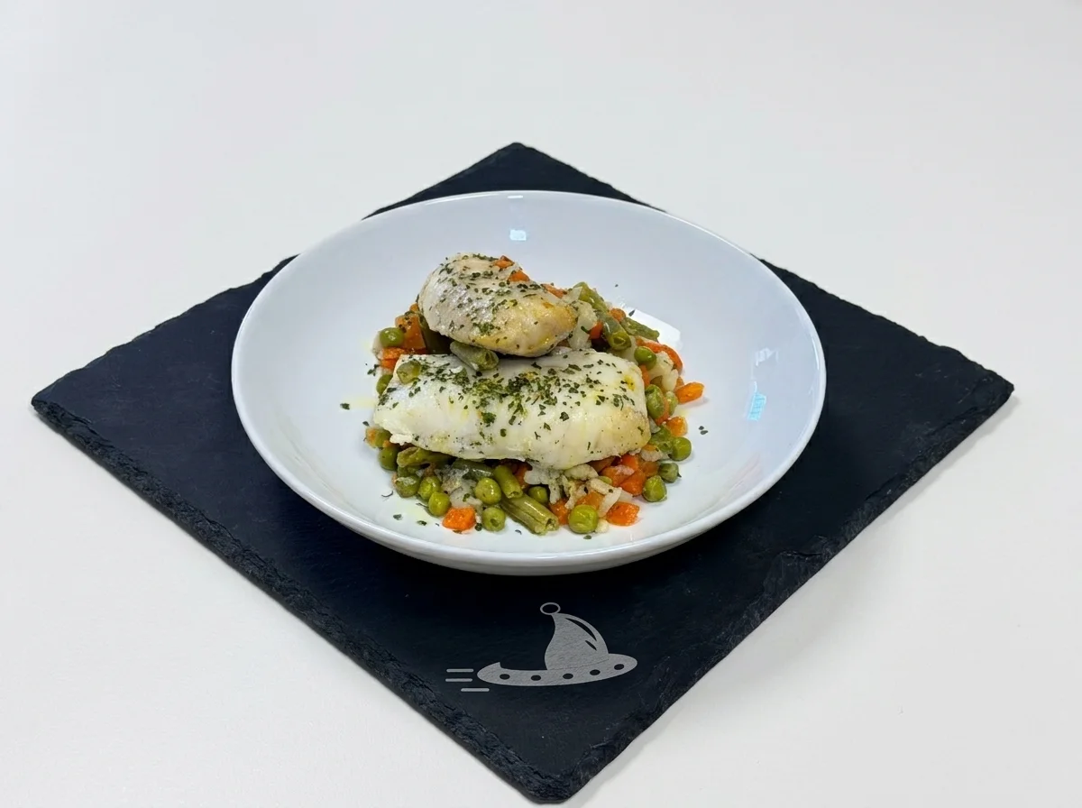 Merluza al Horno con Verduras